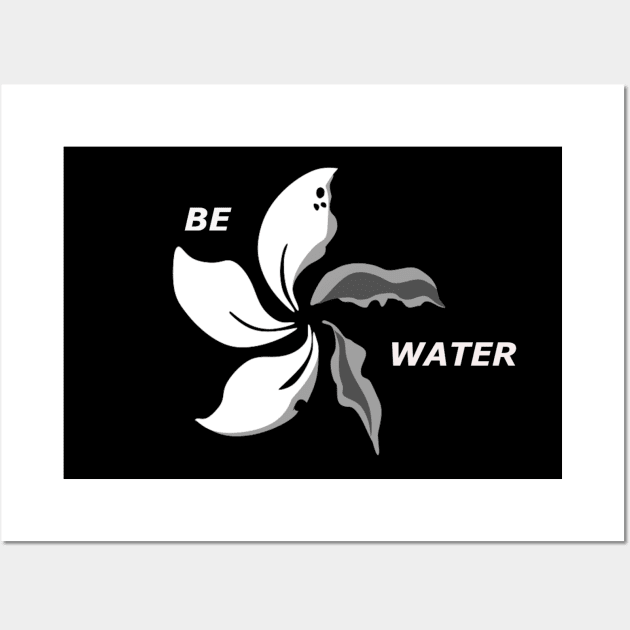 Be Water Black Bauhinia Hong Kong Wall Art by martynzero